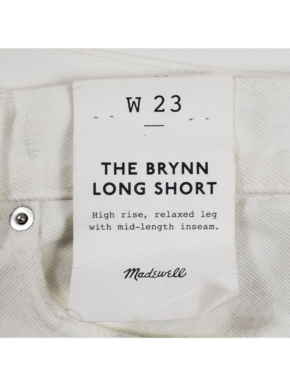 Madewell The Brynn Long Short Women’s 23 Pure White Rigid Denim Raw Hem NWT - Picture 13 of 16